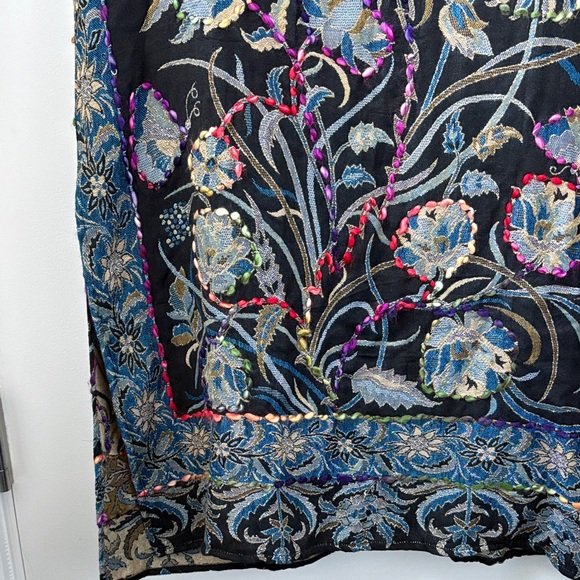 NWT Embroidered Black Floral Kimono floor length cardigan - Picture 5 of 6